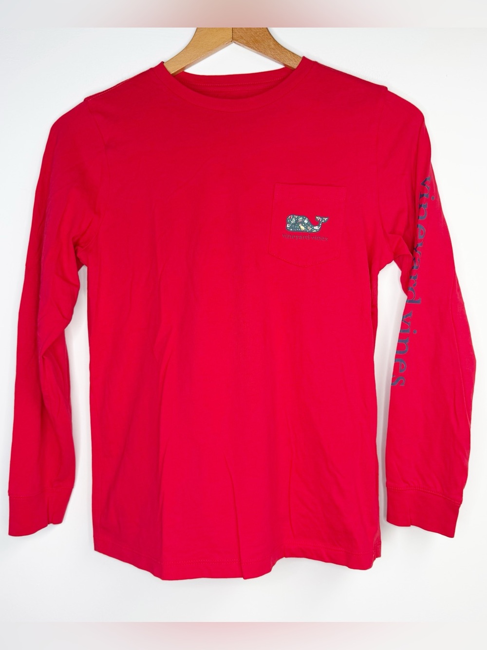 Vineyard Vines Kids Long Sleeve Red Christmas Whale T-Shirt Medium 12-14